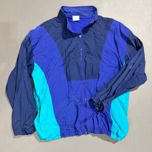 Vintage 90s Cheetah Colorblock Windbreaker Jacket L 22.5x27